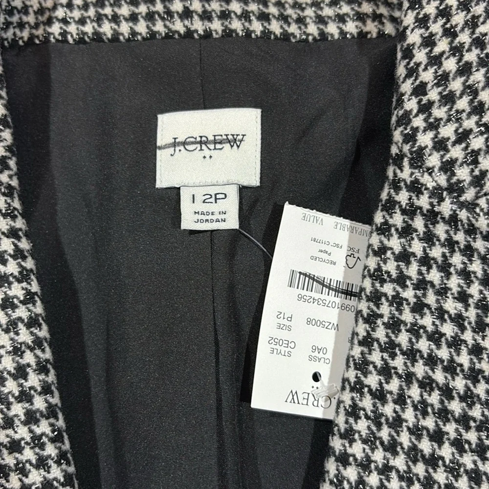 NWT J. Crew Factory Petite sparkle houndstooth one-button blazer